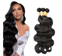 Zeslaerr Body Wave Natural Hair Extensions Human Hair Bundles Sew in Bundles Human Hair Extensiones Cabello Humano Hair Black Unprocessed Virgin Minimal Smell Low Tangle 20 20 20 Pulgada