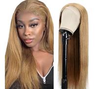 Zeslaerr Cabello Humano 5X5 Lace Front Wig Human Hair Straight #27 Honey Blonde Minimal Tangles Swiss Lace Brecirian Virgin Natural Wig 14 Inch