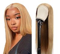 Zeslaerr Cabello Humano 5X5 Lace Front Wig Human Hair Straight #27 Honey Blonde Minimal Tangles Swiss Lace Brecirian Virgin Natural Wig 28 Inch