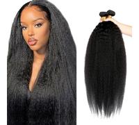 Zeslaerr Extensiones de cabello humano recto Yaki, extensiones de cabello humano natural, negro, sin procesar, doble trama, extensiones de cabello humano, mínimo olor para mujeres de 45 a 45 cm