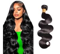 Zeslaerr Human Hair Bundles Body Wave Extension 1B Natural Black Color Brazilian Virgin Hair Extension Minimal Shedding Unprocessed 30 Inch
