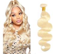 Zeslaerr Human Hair Bundles Body Wave Extension #613 Light Blonde Brown Color Double Weft Brazilian Virgin Hair Extension Minimal Shedding Unprocessed peluca 16 Inch
