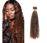 Zeslaerr Human Hair Bundles Sew in Bundles Human Hair Extensiones Cabello Humano Hair P430 Highlight Brown Curly Wave Unprocessed Virgin Low Tangle Minimal Smell For Women 1 Bundle 16 Inch