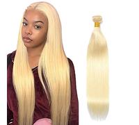 Zeslaerr Human Hair Bundles Straight Extension #613 Blonde Color Brazilian Virgin Hair Extension No Tangles 100% Unprocessed 1 Bundle 22 Inch