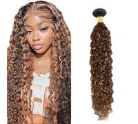 Zeslaerr Human Hair Bundles Water Wave Extension P4/30 Highlight Brown Color Brazilian Virgin Hair Extension Minimal Shedding Unprocessed 26 Inch