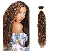 Zeslaerr Human Hair Bundles Water Wave Extension P4/30 Highlight Brown Color Brazilian Virgin Hair Extension Minimal Shedding Unprocessed 28 Inch