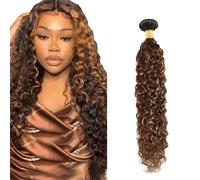 Zeslaerr Human Hair Bundles Water Wave Extension P4/30 Highlight Brown Color Brazilian Virgin Hair Extension Minimal Shedding Unprocessed 20 Inch