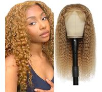 Zeslaerr Human Hair Wig 5x5 Glueless Lace Frontal Deep Wave peluca Unprocessed Brazilian Virgin Hair Pre Plucked Baby Hair #27 Honey Brown Minimal Tangle For Women 26 Inch