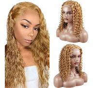 Zeslaerr Human Hair Wig 5x5 Glueless Lace Frontal Kinky Curly peluca Unprocessed Brazilian Virgin Hair Pre Plucked Baby Hair #27 Honey Brown Minimal Tangle For Women 30 Inch