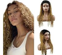 Zeslaerr Human Hair Wig 5x5 Glueless Lace Frontal Kinky Curly peluca Unprocessed Brazilian Virgin Hair Pre Plucked Baby Hair 1b4/27 Black Rooted Golden Minimal Tangle For Women 14 Inch