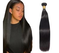 Zeslaerr Natural Hair Extensions Human Hair Bundles Sew in Bundles Human Hair Extensiones Cabello Humano Black Straight Hair Unprocessed Virgin Minimal Smell Low Tangle 1 Bundle 18 Inch