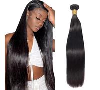 Zeslaerr Natural Hair Extensions Human Hair Bundles Sew in Bundles Human Hair Extensiones Cabello Humano Black Straight Hair Unprocessed Virgin Minimal Smell Low Tangle 1 Bundle 12 Pulgada
