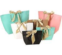ZESLIV 10 bolsas de papel, bolsas de regalo, bolsas de transporte, bolsas de papel con lazo, bolsas de papel con asa, bolsas de caramelos para envolver regalos