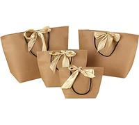 ZESLIV 10 bolsas de papel de estraza, bolsas de regalo, bolsas de transporte, bolsas de papel con lazo, bolsas de papel con asa, bolsas de caramelos para envolver regalos