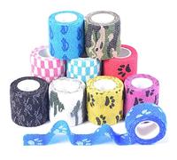 ZESLIV 10 rollos de vendaje cohesivo autoadhesivo con esqueleto negro, 5 cm x 4,5 m, vendaje rápido, apósito elástico para estudiantes, mascotas, perros y niños