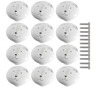 ZESLIV 12 pomos para muebles de cerámica, color blanco, pomos para puertas de armarios, pomos con tornillos