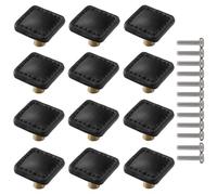 ZESLIV 12 tiradores de cuero para muebles, pomos de armario con tornillos, pomos de muebles para cocina, baño, armarios, cómodas, armarios, armarios, color negro