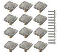 ZESLIV 12 tiradores de cuero para muebles, pomos de armario con tornillos, pomos de muebles para cocina, baño, armarios, cómodas, armarios, armarios, color gris