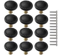 ZESLIV 12 tiradores de cuero para muebles, pomos de cajones con tornillos, pomos de muebles para cocina, habitación de los niños, armarios, cómodas, armarios, armarios, armarios, color negro