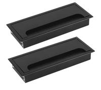 ZESLIV 2 pasacables de aleación de aluminio para escritorio, pasacables rectangular, 80 x 200 mm, con junta de cepillo de aluminio para mesa
