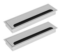 ZESLIV 2 pasacables de aleación de aluminio para escritorio, pasacables rectangular, 80 x 280 mm, con junta de cepillo de aluminio para mesa