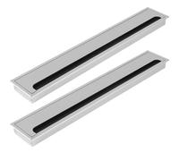 ZESLIV 2 pasacables de aleación de aluminio para escritorio, pasacables rectangular, 80 x 500 mm, con junta de cepillo de aluminio para mesa