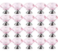 ZESLIV 20 pomos para muebles de 30 mm, de cristal con estrás, color rosa, para armarios, muebles de habitación infantil