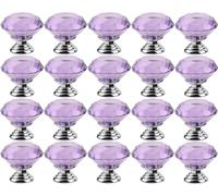 ZESLIV 20 pomos para muebles de 40 mm, de cristal con estrás, color lila