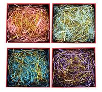 ZESLIV 200 gramos de papel triturado, papel de rafia, línea dorada, confeti para cajas de regalo, manualidades, cesta de Pascua