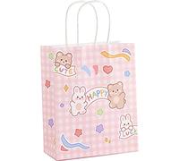 ZESLIV 30 bolsas de papel de estraza, bolsas de regalo, bolsas de transporte, bolsas de papel con lazo, bolsas de papel con asa, bolsas de caramelos para envolver regalos