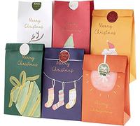 ZESLIV 30 unidades de bolsas de papel kraft bolsas de regalo bolsas de regalo bolsas de papel con pegatinas, bolsas de papel de regalo regalo de Navidad bolsas de caramelos para envolver regalos