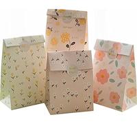 ZESLIV 30 unidades de bolsas de papel kraft bolsas de regalo bolsas de regalo bolsas de papel con pegatinas, bolsas de papel de flores, galletas caramelos, para envolver regalos