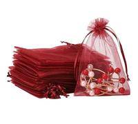 ZESLIV 50 bolsas de organza para bodas, joyas, bolsas de organza, 30 x 40 cm, color rojo vino