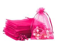 ZESLIV 50 bolsas de organza para bodas, joyas, bolsas de organza, 5 x 7 cm, color rojo rosa