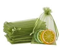 ZESLIV 50 bolsas de organza para bodas, joyas, bolsas de organza, color verde, 9 x 12 cm, bolsas de regalo