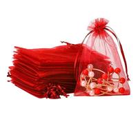 ZESLIV 50 bolsas de organza para bodas, joyas, color rojo, 17 x 23 cm
