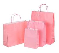 ZESLIV 50 bolsas de papel de estraza, bolsas de regalo, bolsas de transporte, bolsas de papel con lazo, bolsas de papel con asa, bolsas de caramelos para envolver regalos
