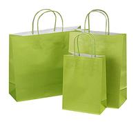 ZESLIV 50 bolsas de papel de estraza, bolsas de regalo, bolsas de transporte, bolsas de papel con lazo, bolsas de papel con asa, bolsas de caramelos para envolver regalos