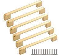ZESLIV 6 tiradores dorados para muebles de cocina, de aluminio, distancia entre orificios de 96 mm, tiradores de cocina, tiradores de cajones para armario, puertas y cajones