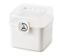 ZESLIV Caja de medicamentos con asa, de plástico, 15,5 x 15,5 x 16 cm, color blanco