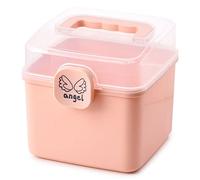 ZESLIV Caja de medicamentos con asa, de plástico, 15,5 x 15,5 x 16 cm, color rosa