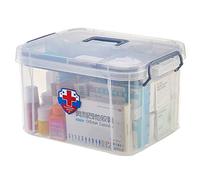 ZESLIV Caja de medicamentos con asa, de polipropileno, 33 x 23,2 x 18,6 cm, transparente