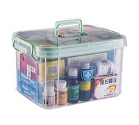 ZESLIV Caja de medicamentos con asa, de polipropileno, 38,5 x 27,8 x 22 cm, transparente