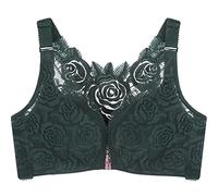 ZESLIV Mujer Sujetador Cierre Frontal de Encaje 95C Verde Bralette Push up Sujetador de Gancho Delantero sin Aros Tallas Grandes