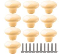 ZESLIV Paquete de 10 Pomo de Armario Redondo de Cerámica 38mm amarillo Pomos y Tiradores de Muebles Perilla del Cajón， Pomos y Tiradores de Muebles