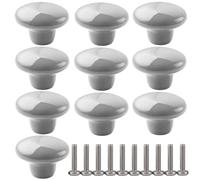 ZESLIV Paquete de 10 Pomo de Armario Redondo de Cerámica 38mm gris Pomos y Tiradores de Muebles Perilla del Cajón， Pomos y Tiradores de Muebles