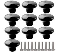 ZESLIV Paquete de 10 Pomo de Armario Redondo de Cerámica 38mm negro Pomos y Tiradores de Muebles Perilla del Cajón， Pomos y Tiradores de Muebles