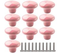 ZESLIV Paquete de 10 Pomo de Armario Redondo de Cerámica 38mm Rosa Pomos y Tiradores de Muebles Perilla del Cajón， Pomos y Tiradores de Muebles