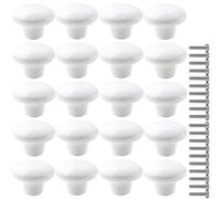 ZESLIV Paquete de 20 Pomo de Armario Redondo de Cerámica 38mm blanco Pomos y Tiradores de Muebles Perilla del Cajón， Pomos y Tiradores de Muebles