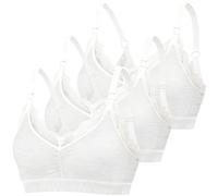 ZESLIV Sujetador de lactancia sin costuras de algodón para mujer, paquete de 3 unidades, sujetador de maternidad sin aros, Stripe-02, L